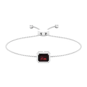 2.25 CT Octagon Cut Garnet and Diamond Bolo Chain Bracelet