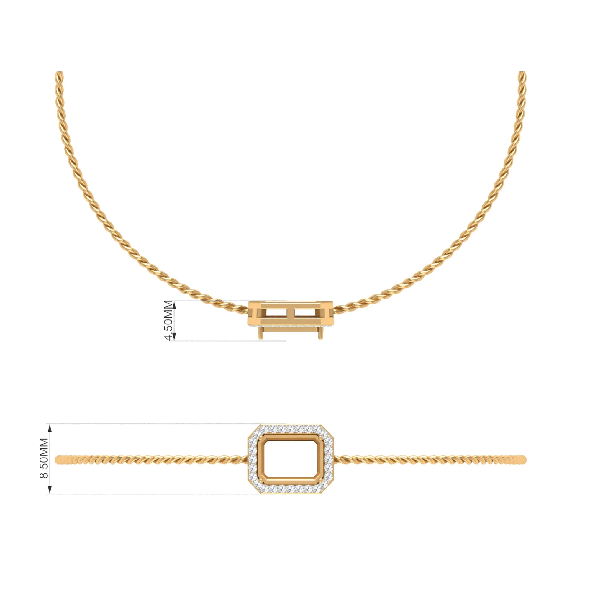 2.25 CT Octagon Cut Garnet and Diamond Bolo Chain Bracelet
