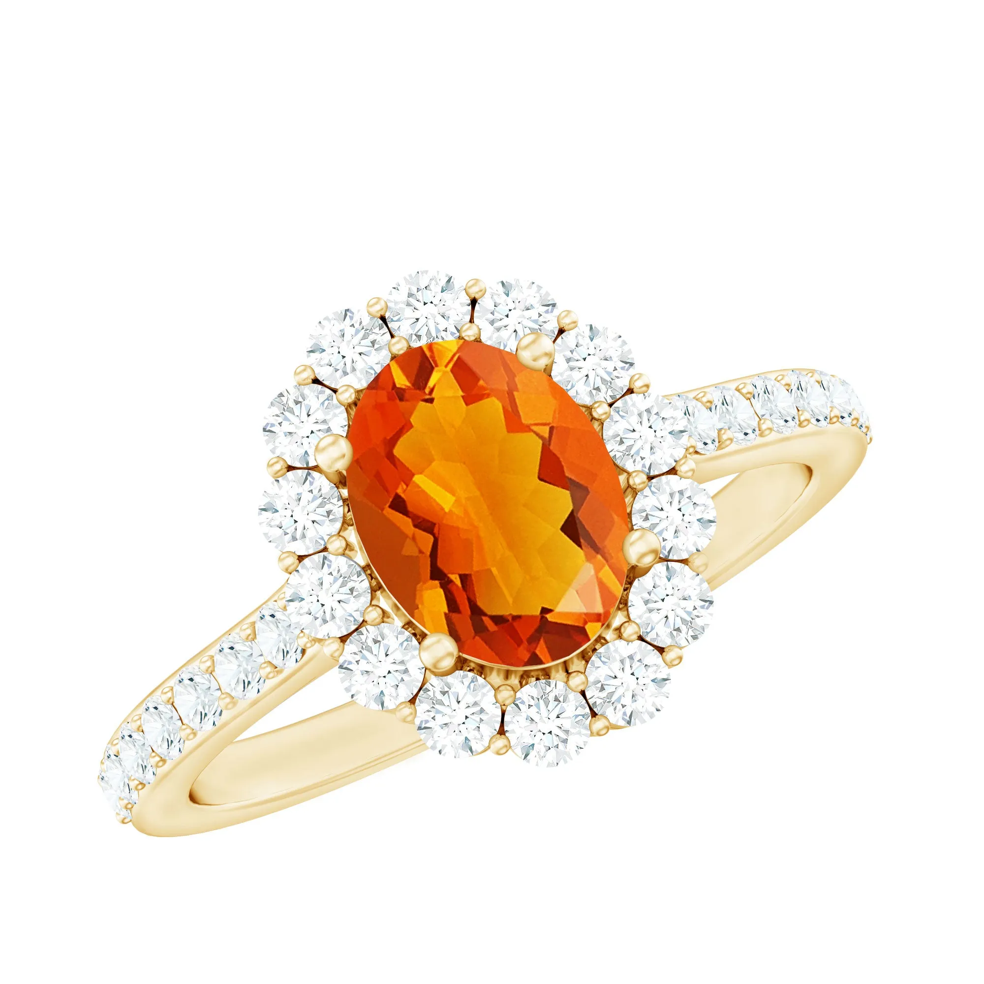 2.25 CT Oval Shape Solitaire Fire Opal and Moissanite Accent Engagement Ring