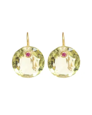 22k Yellow Gold Round Gem Earrings