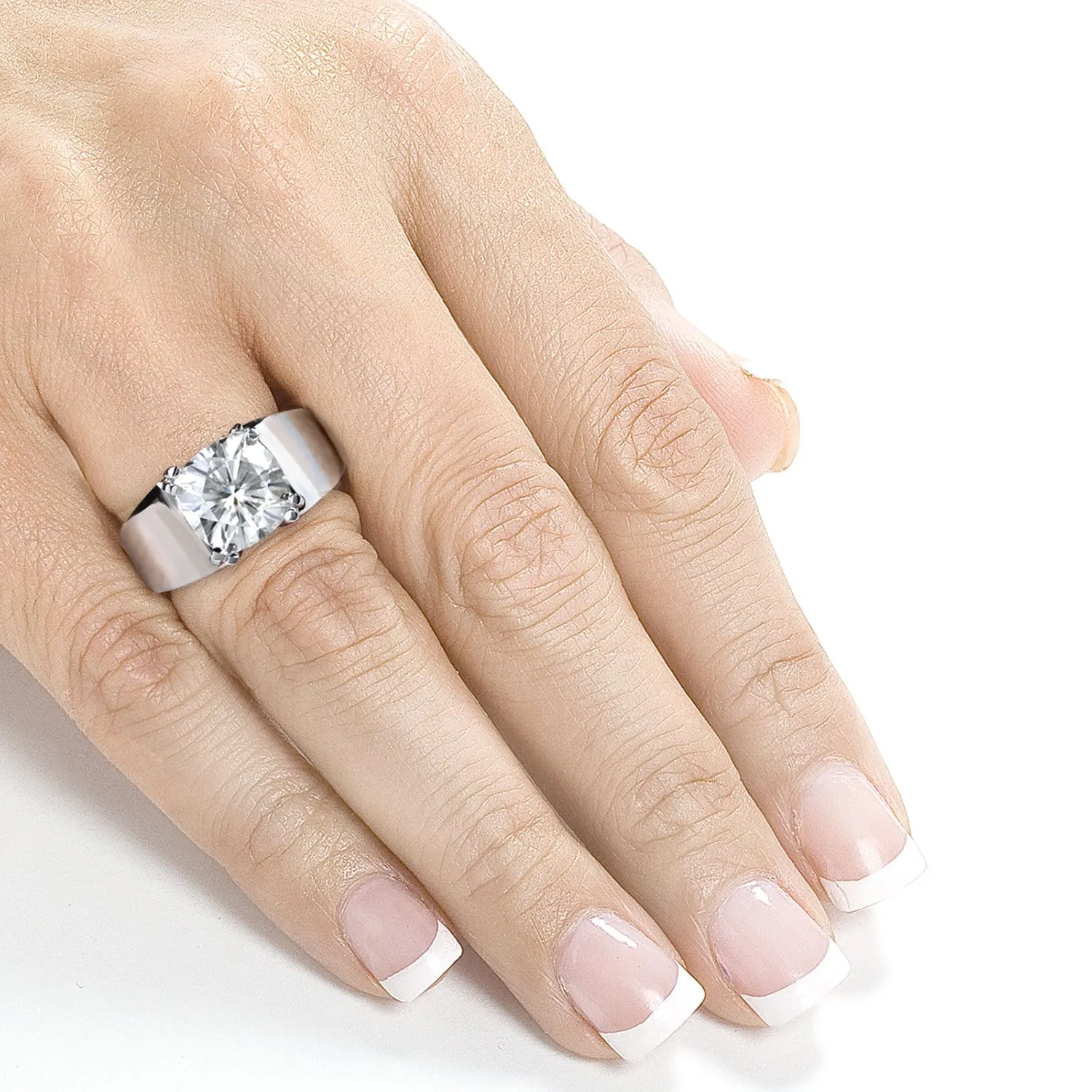 2.8ct Cushion Wide Solitaire Ring