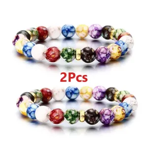 2Pcs 7 Chakra Reiki Healing Crystal Yoga Bracelets for Women