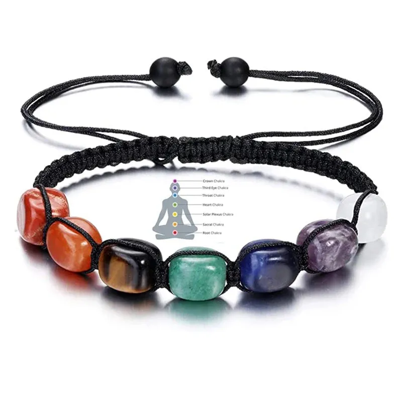 2Pcs 7 Chakra Reiki Healing Crystal Yoga Bracelets for Women