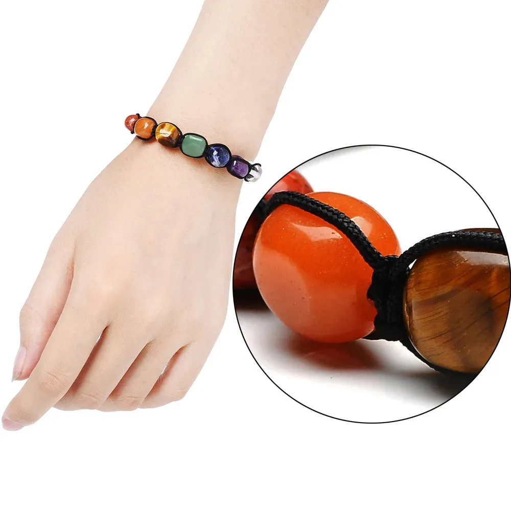 2Pcs 7 Chakra Reiki Healing Crystal Yoga Bracelets for Women