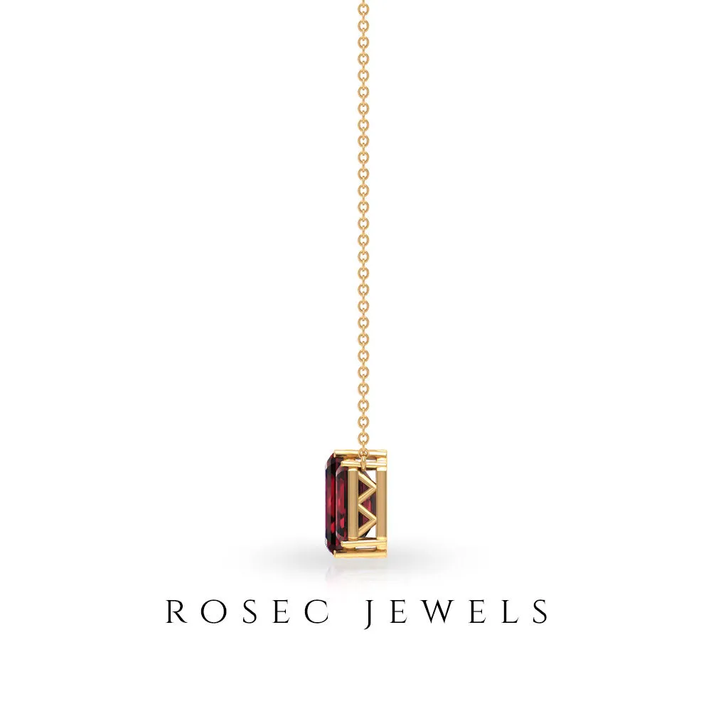 3 CT Three Stone Octagon Shape Garnet Pendant Necklace for Women