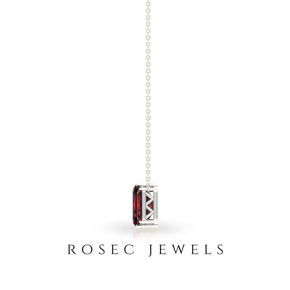 3 CT Three Stone Octagon Shape Garnet Pendant Necklace for Women