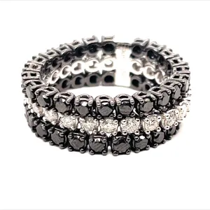 3 Row Black and White Diamond Band