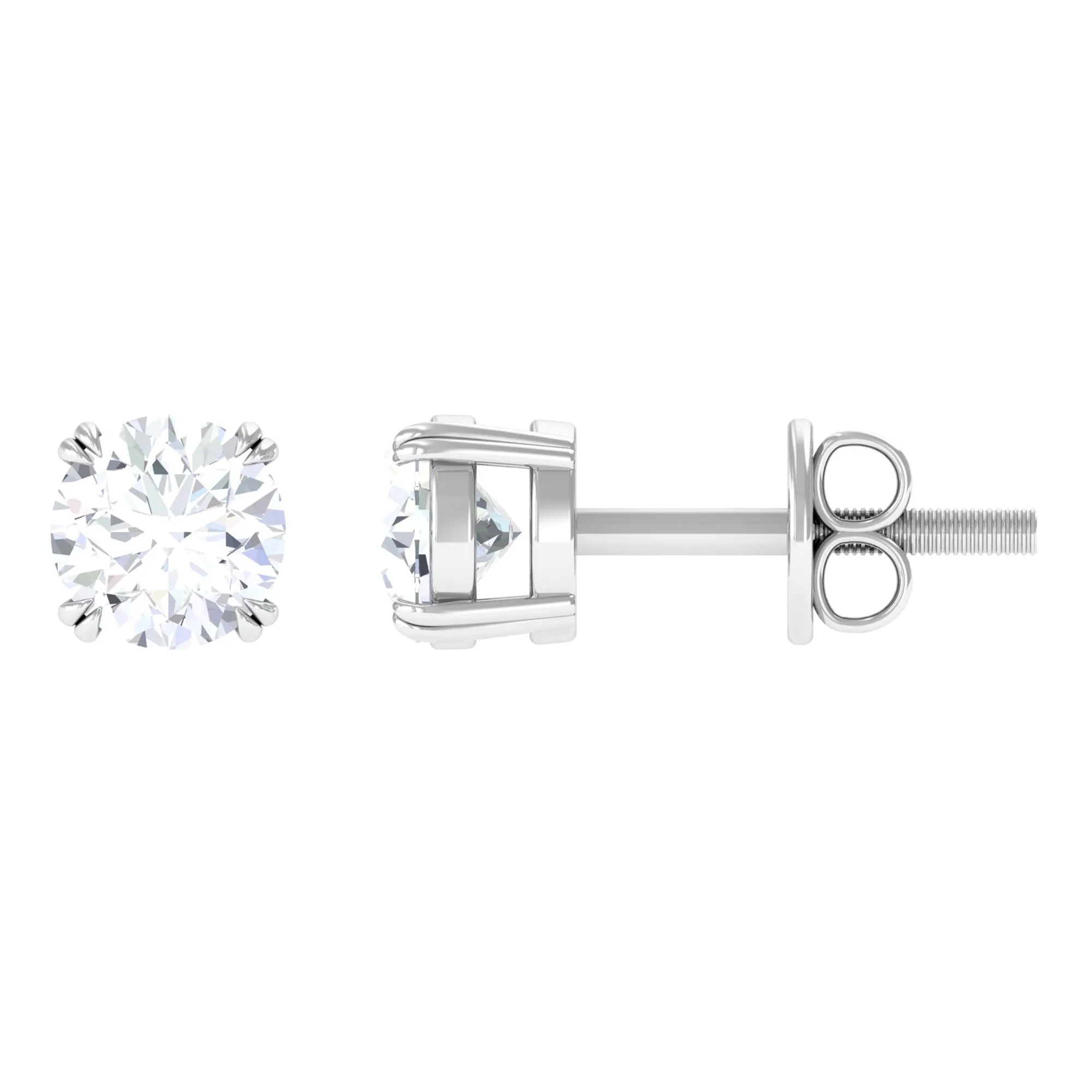 3/4 CT Certified Cubic Zirconia Solitaire Stud Earrings in Gold