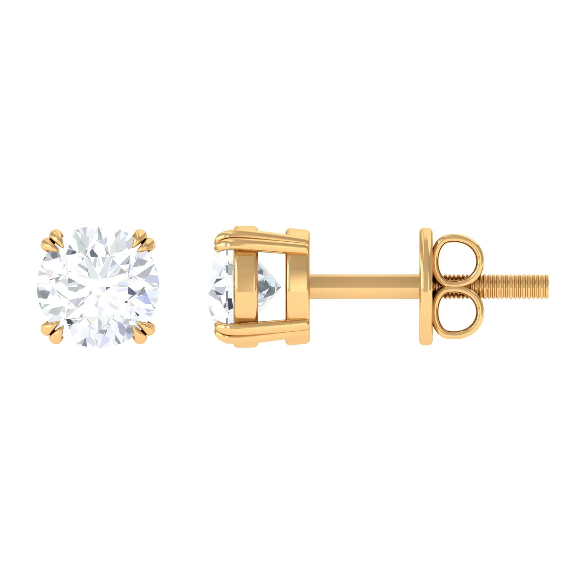3/4 CT Certified Cubic Zirconia Solitaire Stud Earrings in Gold