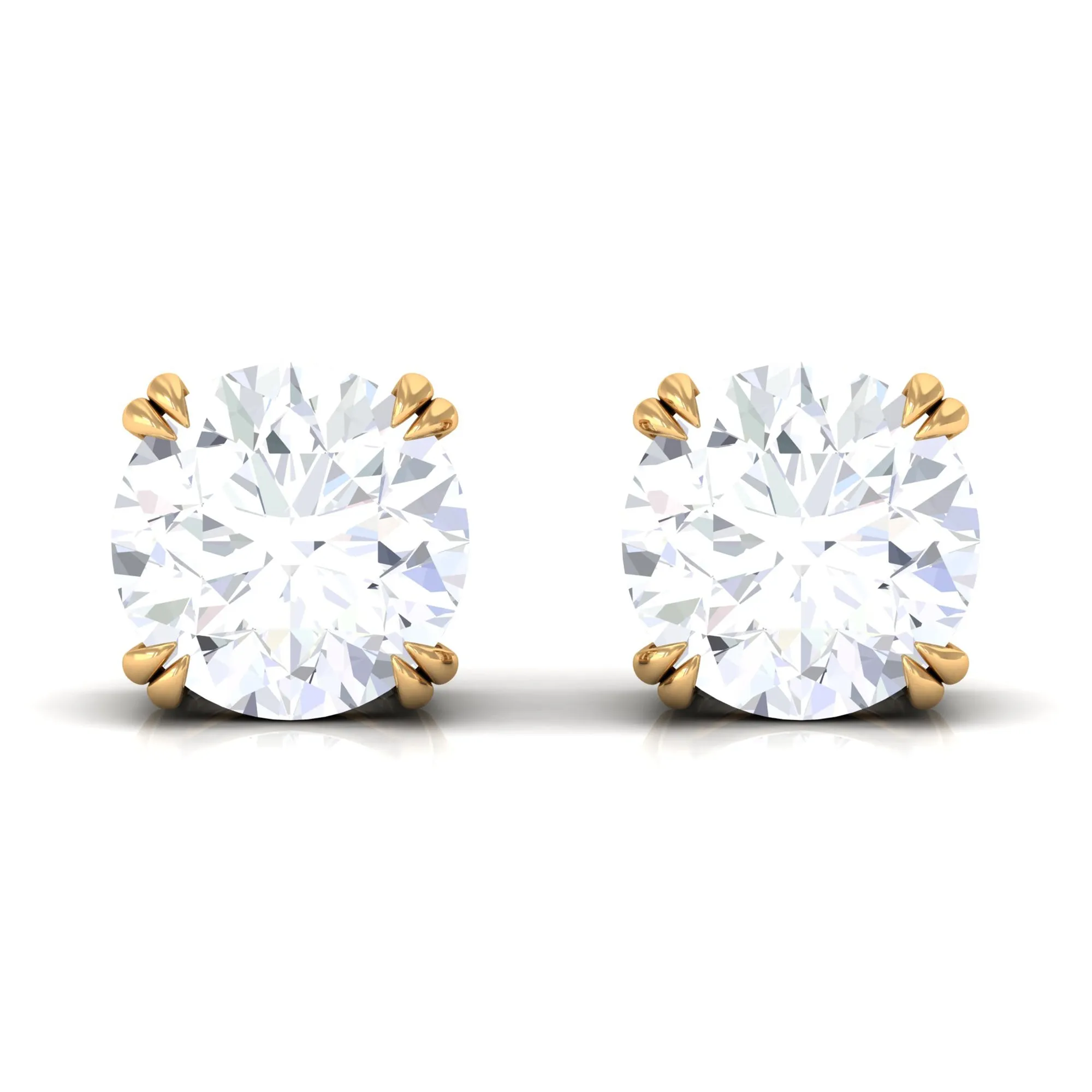 3/4 CT Certified Cubic Zirconia Solitaire Stud Earrings in Gold