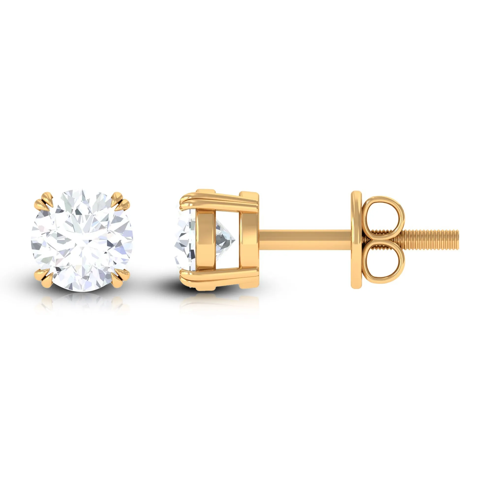 3/4 CT Certified Cubic Zirconia Solitaire Stud Earrings in Gold