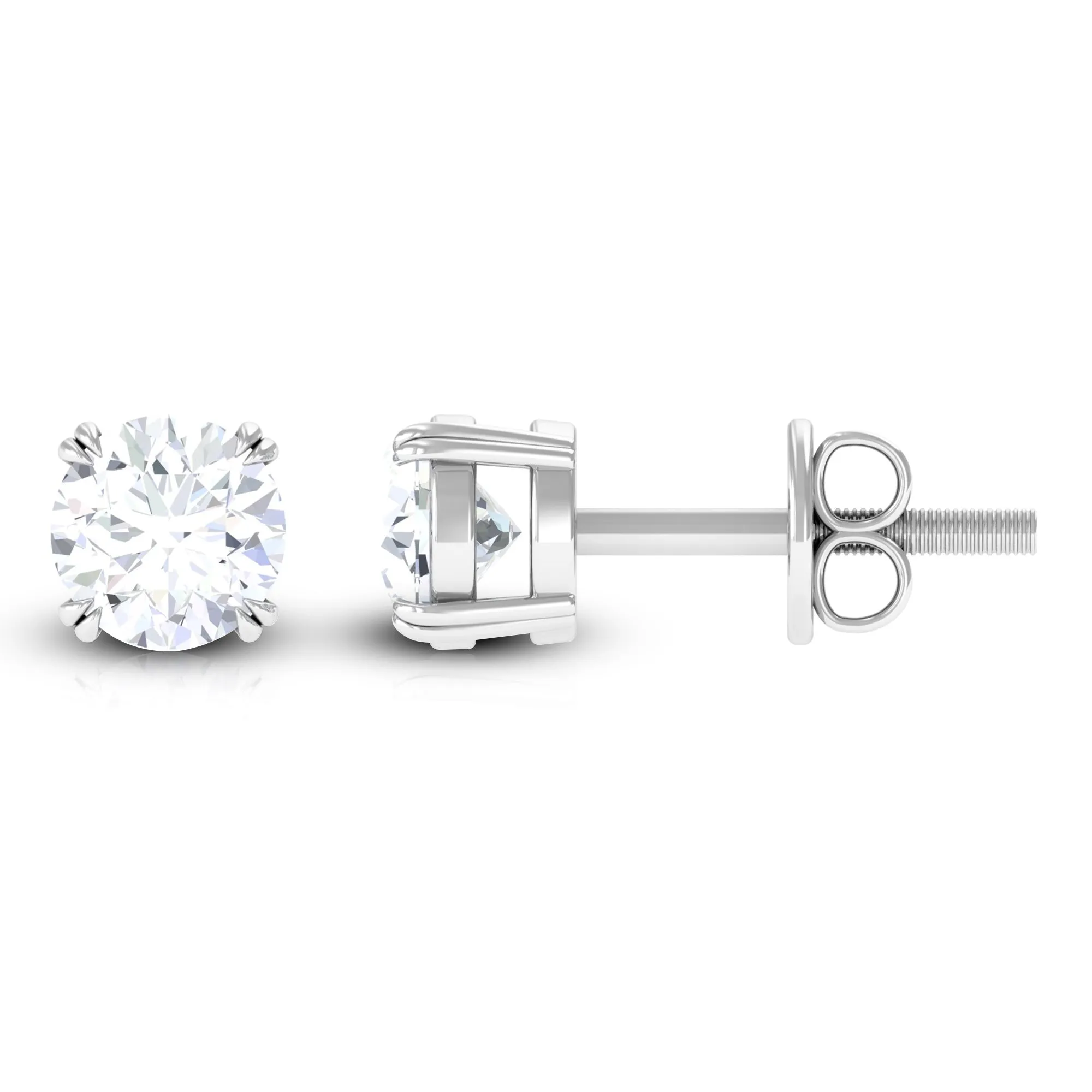 3/4 CT Certified Cubic Zirconia Solitaire Stud Earrings in Gold
