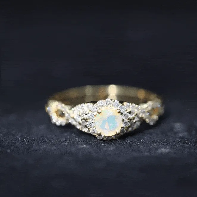 3/4 CT Ethiopian Opal and Diamond Crossover Engagement Ring