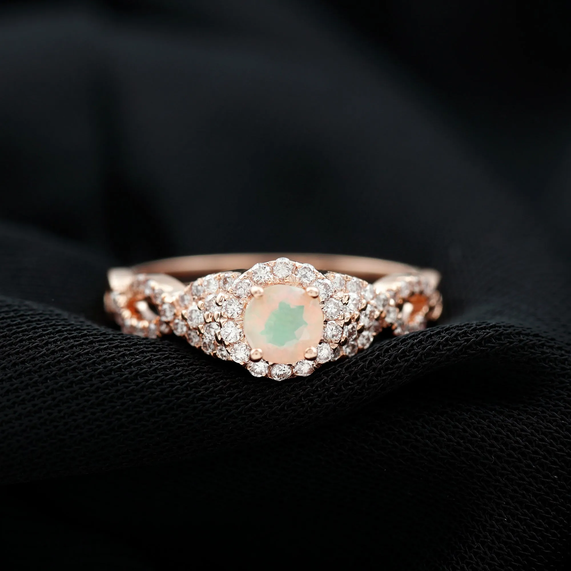 3/4 CT Ethiopian Opal and Diamond Crossover Engagement Ring