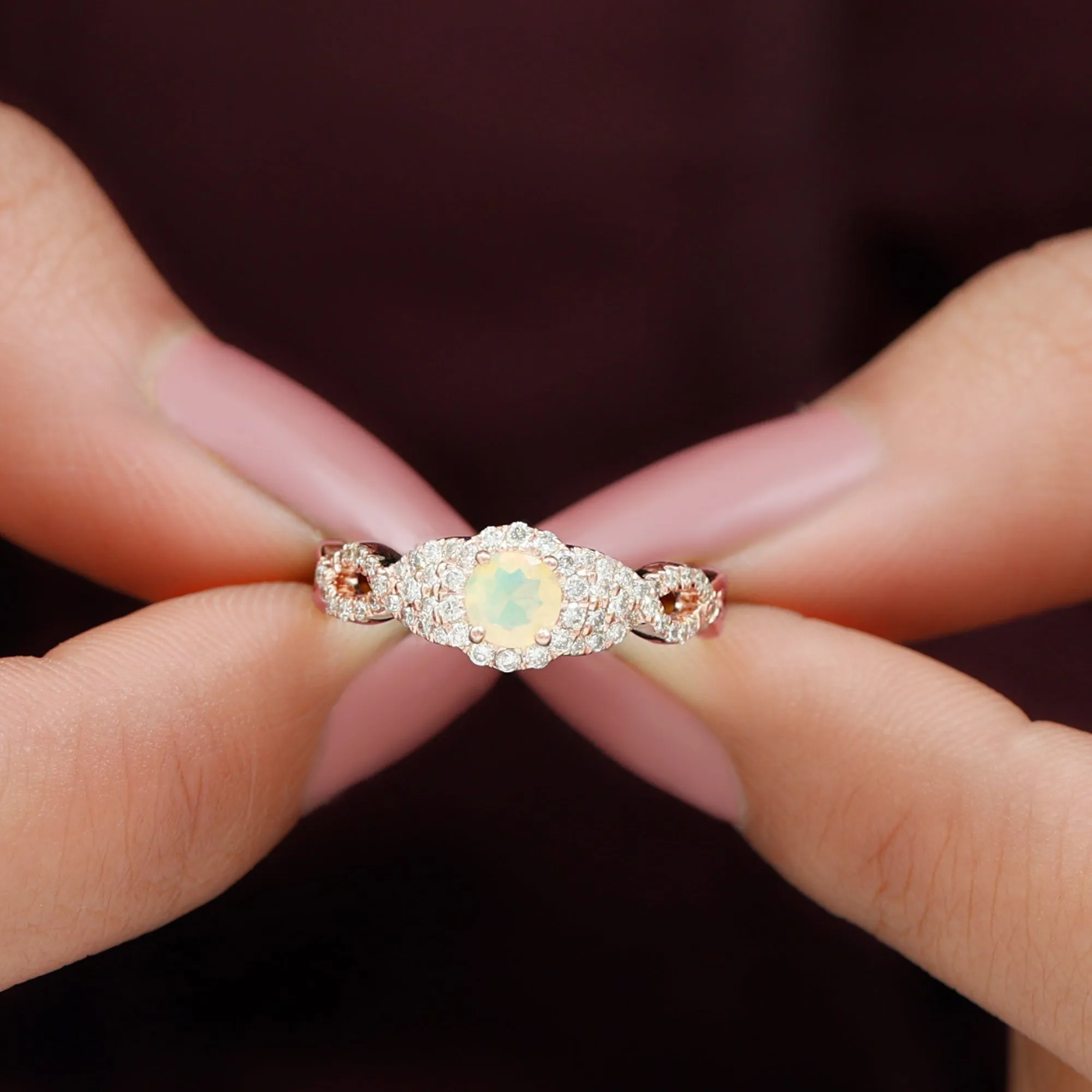3/4 CT Ethiopian Opal and Diamond Crossover Engagement Ring