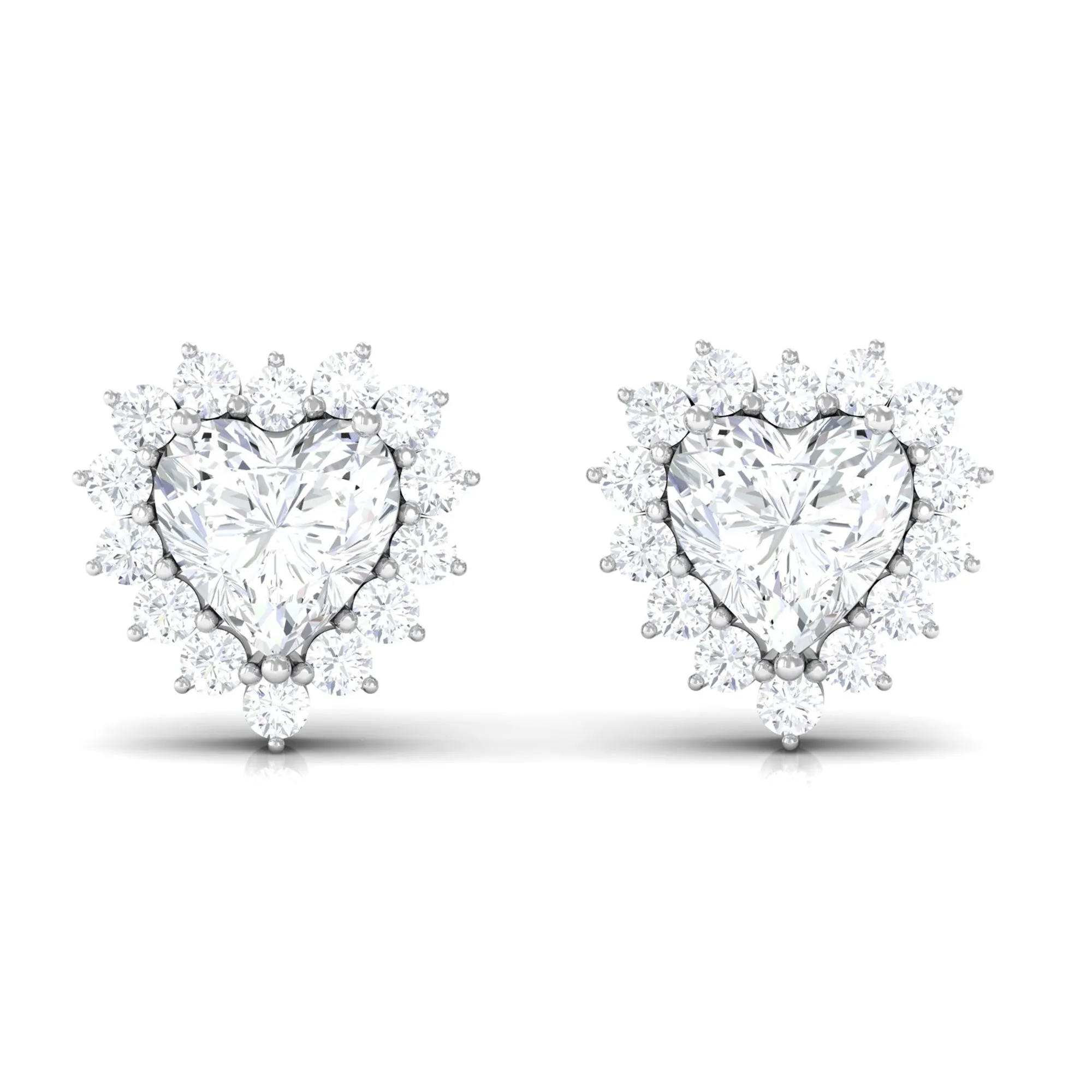 3/4 CT Heart Shape Zircon Halo Stud Earrings