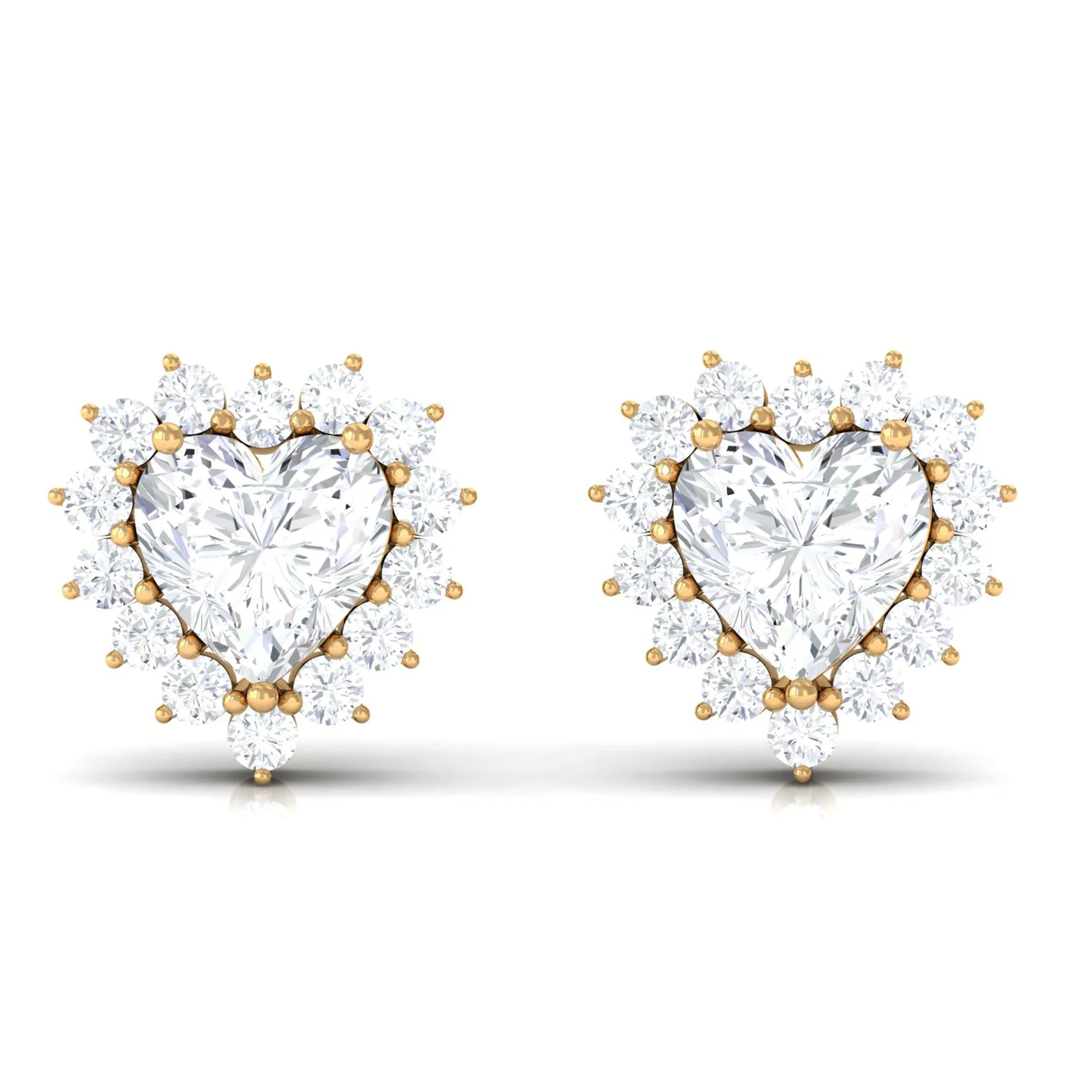 3/4 CT Heart Shape Zircon Halo Stud Earrings