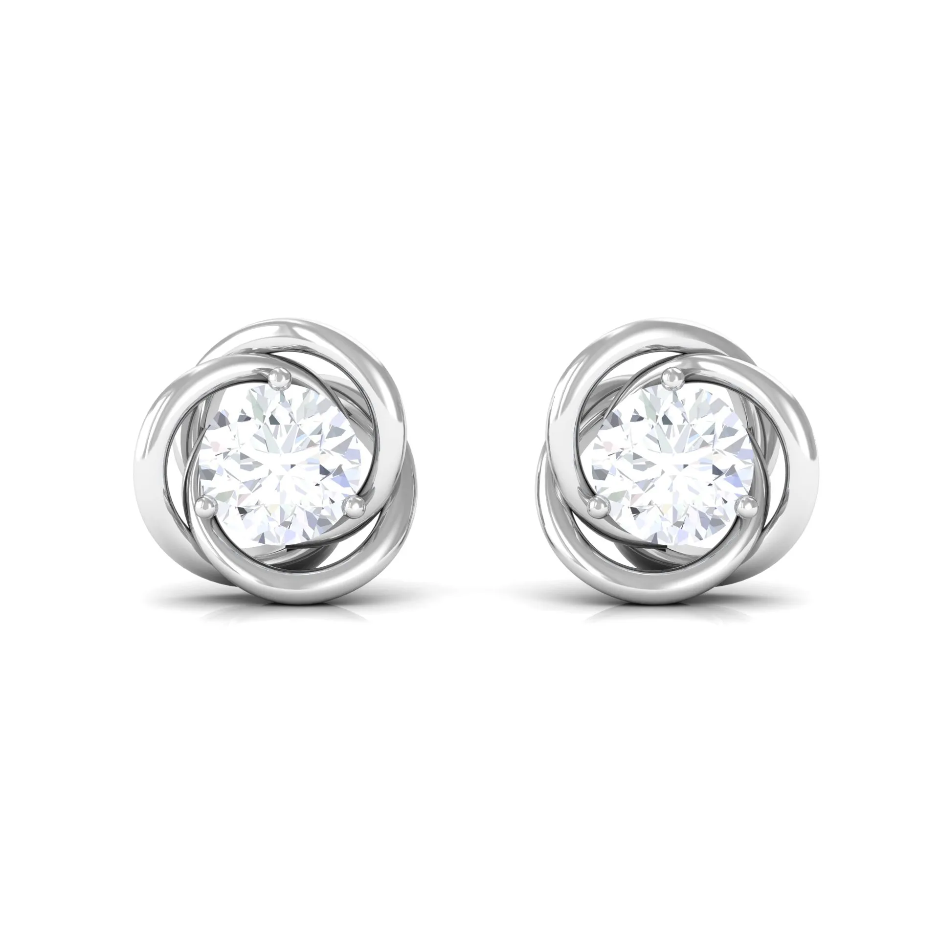 3/4 CT Zircon Solitaire Stud Earrings with Swirl Details