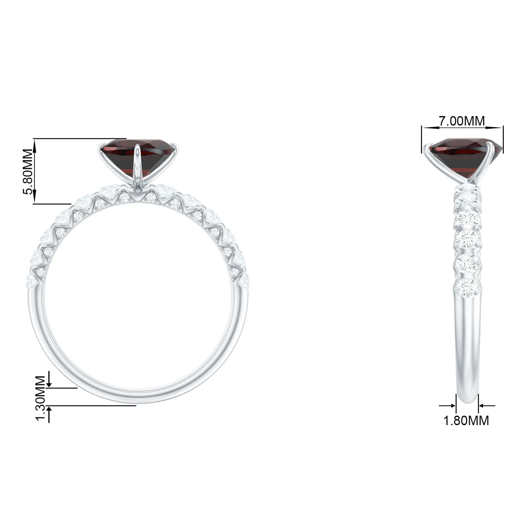 4.75 CT Heart Shape Garnet Engagement Ring with Diamond