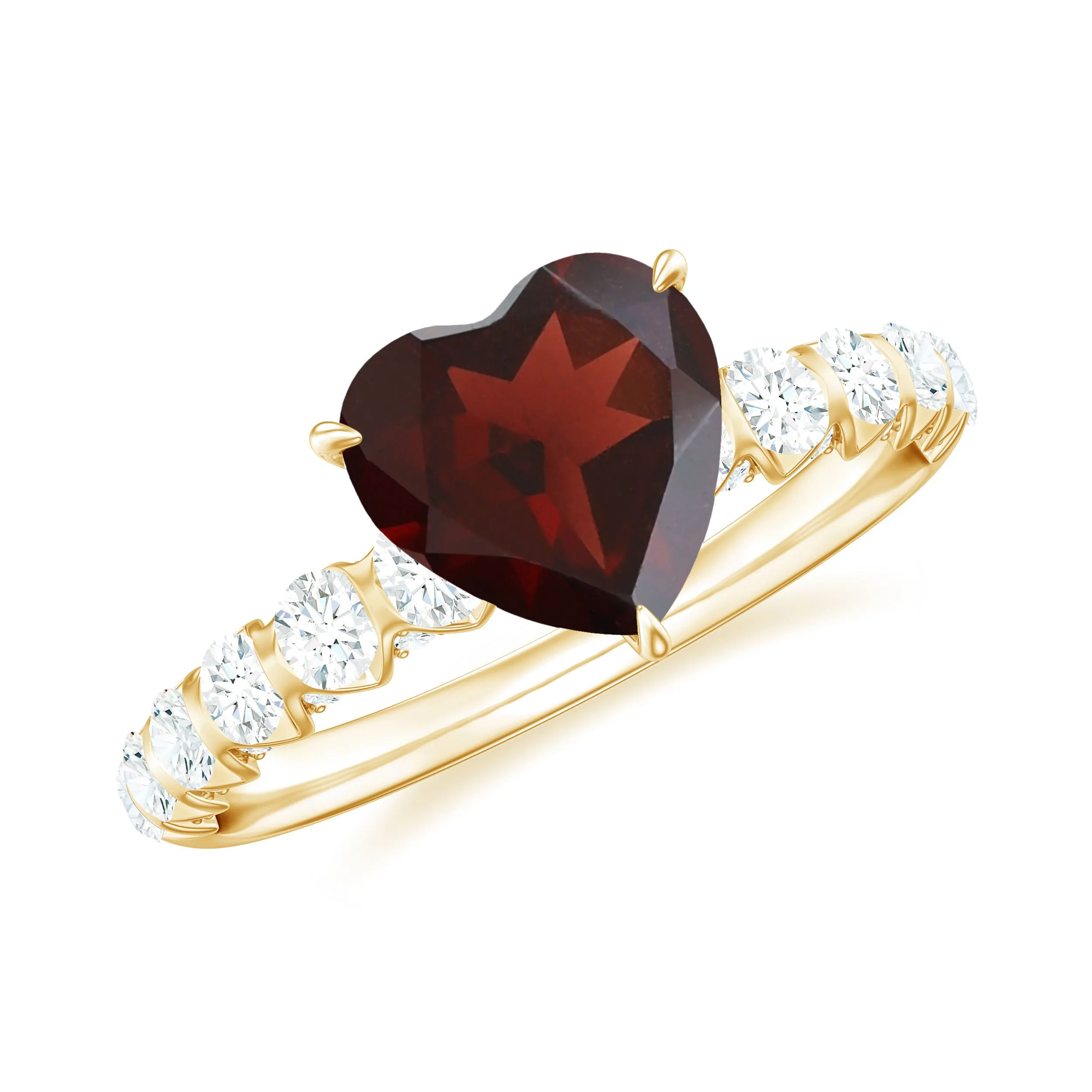 4.75 CT Heart Shape Garnet Engagement Ring with Diamond
