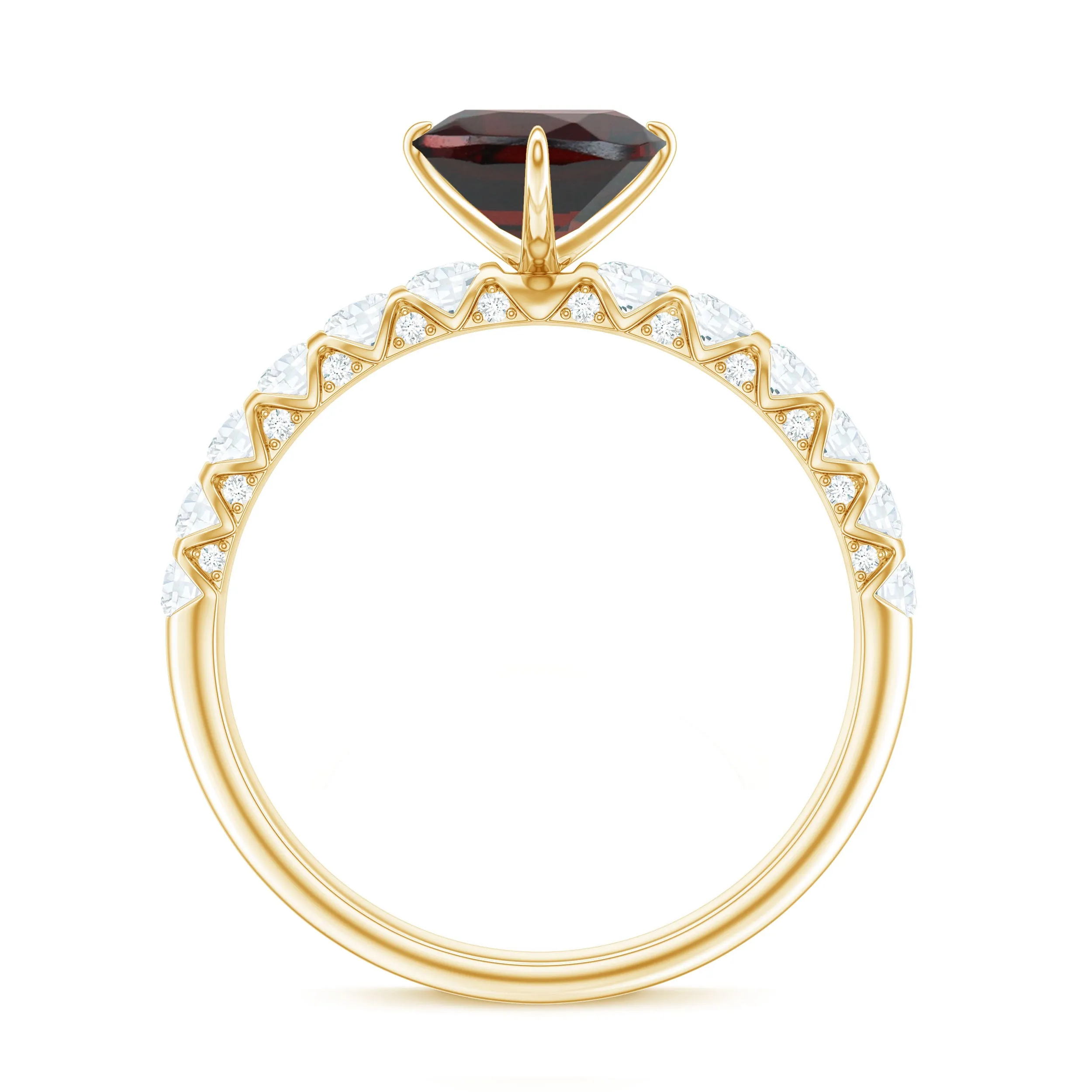 4.75 CT Heart Shape Garnet Engagement Ring with Diamond