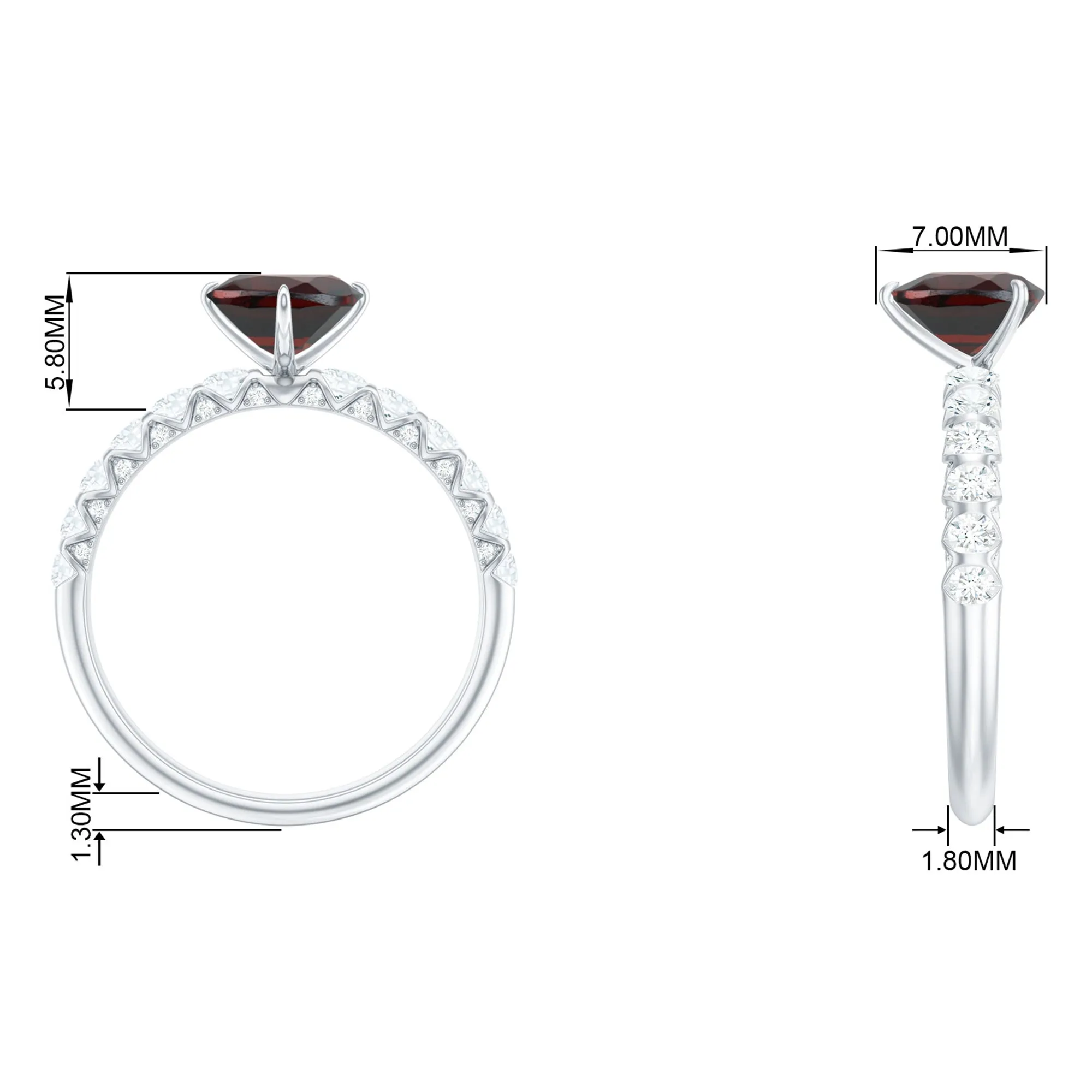 4.75 CT Heart Shape Garnet Engagement Ring with Diamond