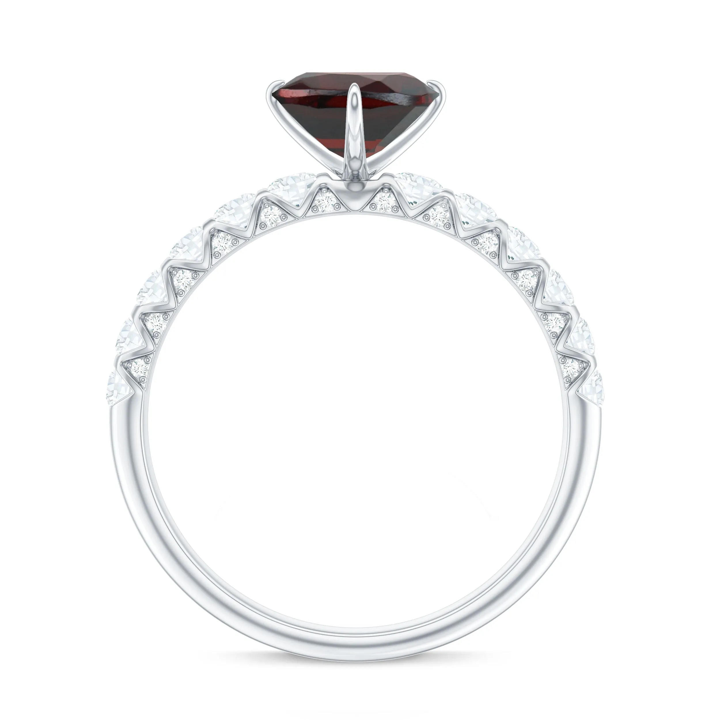 4.75 CT Heart Shape Garnet Engagement Ring with Diamond