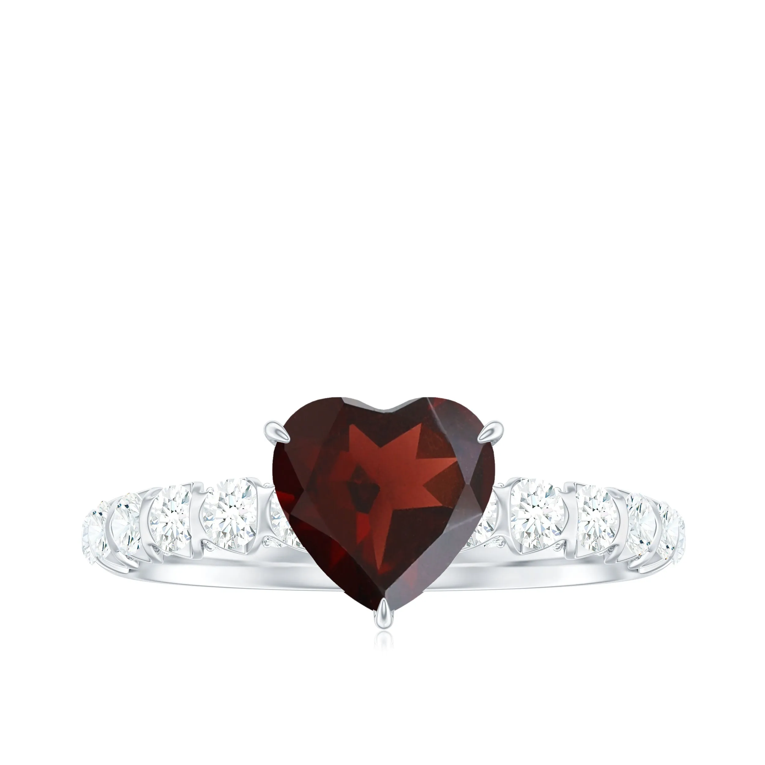 4.75 CT Heart Shape Garnet Engagement Ring with Diamond