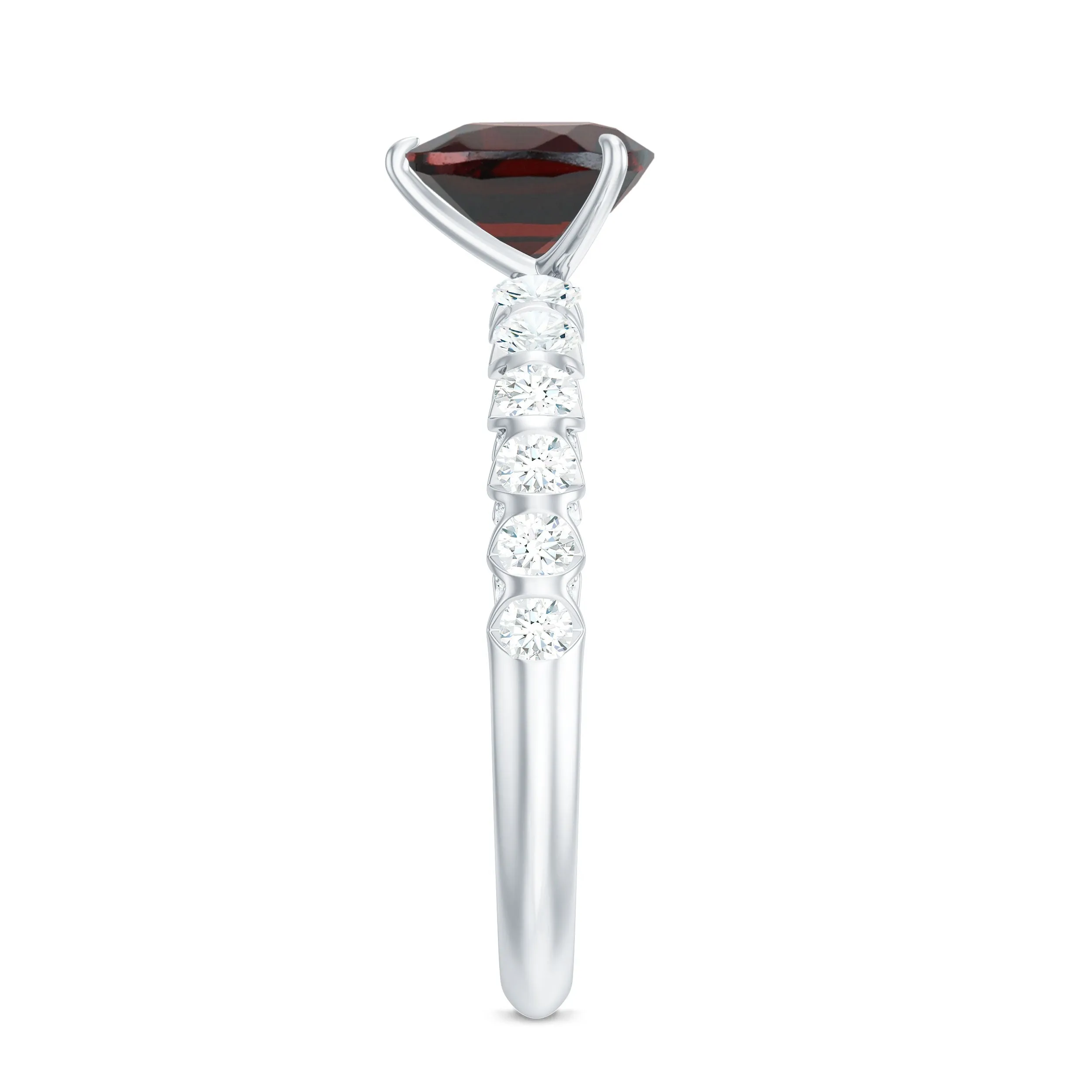 4.75 CT Heart Shape Garnet Engagement Ring with Diamond