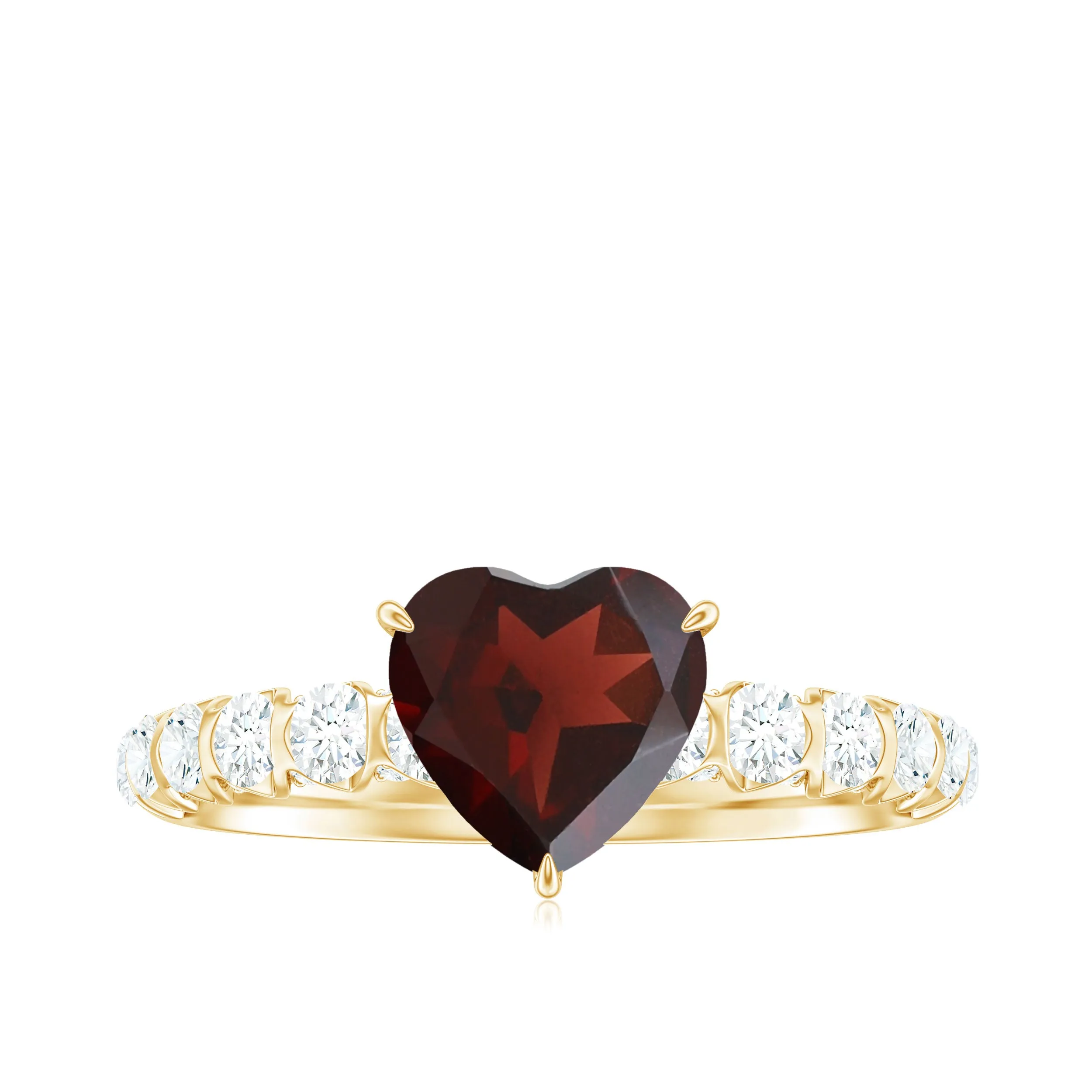 4.75 CT Heart Shape Garnet Engagement Ring with Diamond