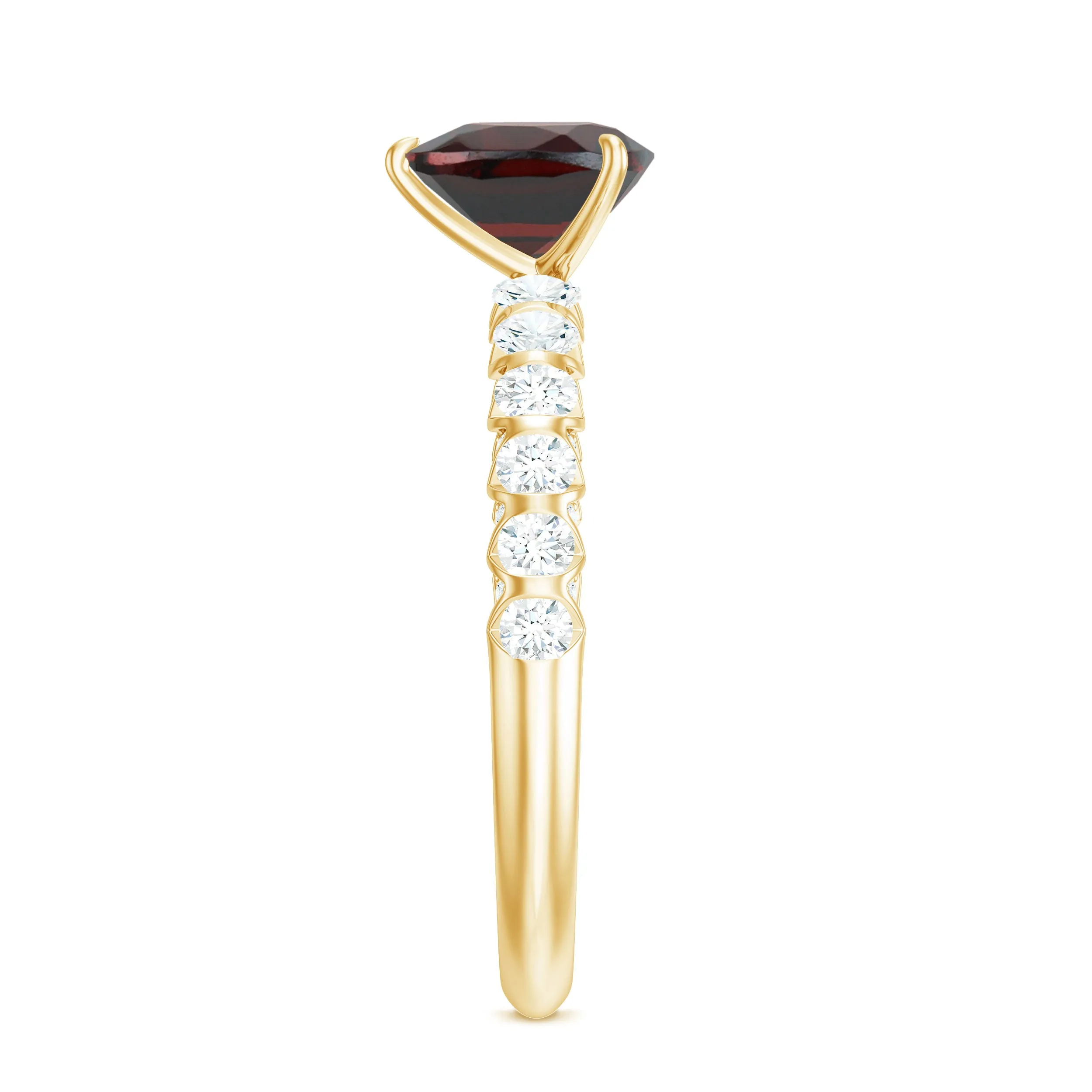 4.75 CT Heart Shape Garnet Engagement Ring with Diamond