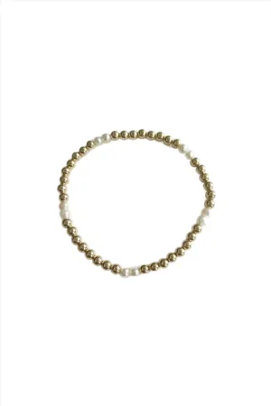 4mm Pearl/Gold Beaded Bracelet