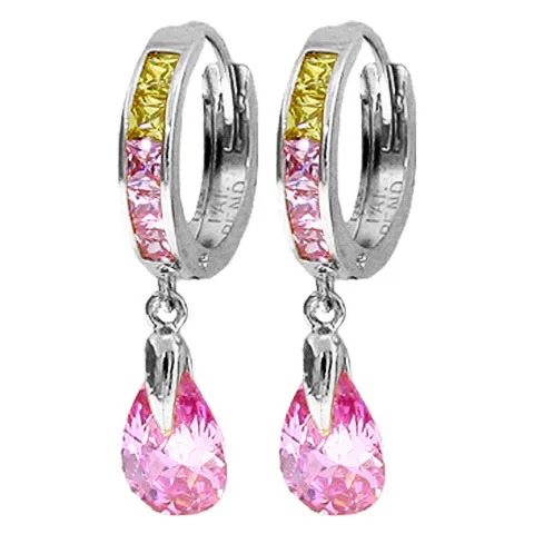 5.68 Carat 14K Solid Yellow Gold Pink Act Cubic Zirconia Earrings