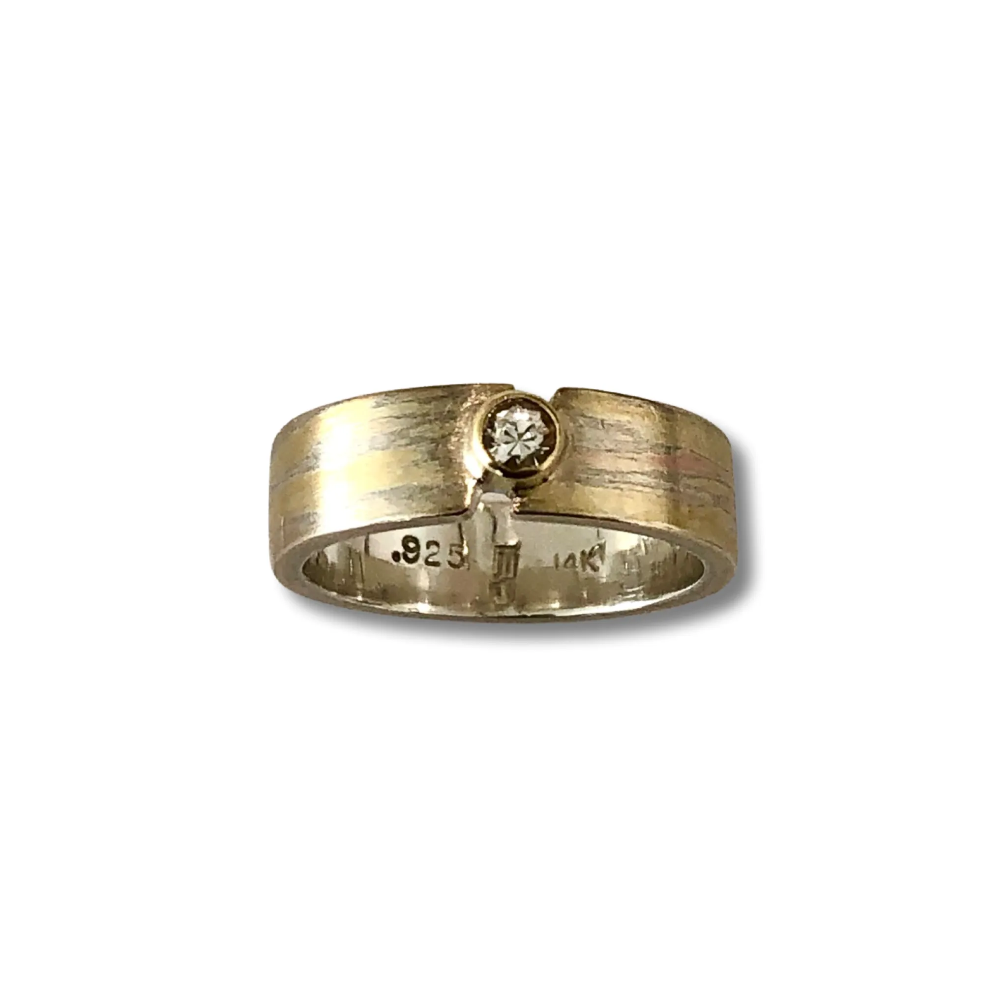 5mm Flat Mokume Gane Desert Pattern Solitaire Ring