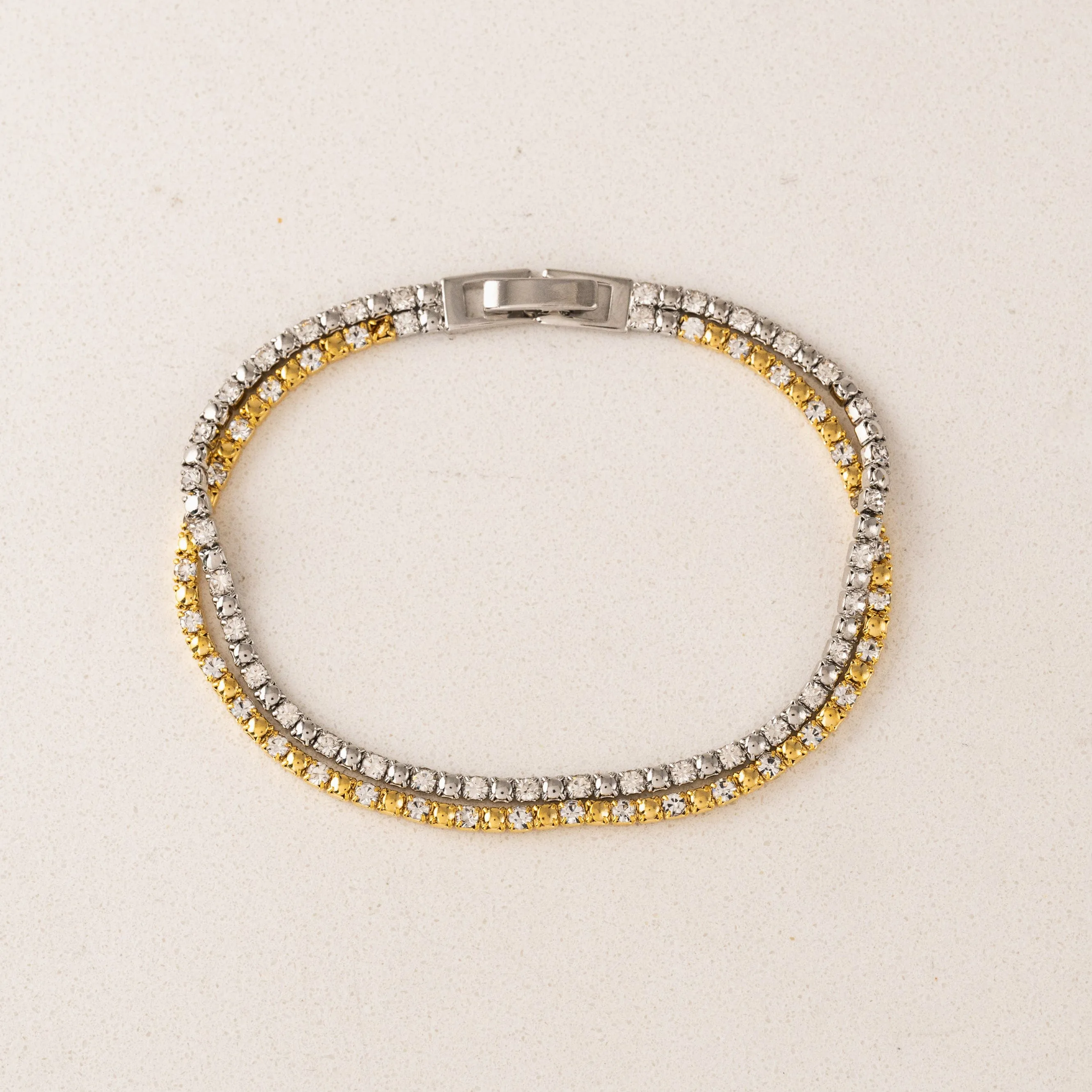 7” Tennis Mixed Metal Double Bracelet