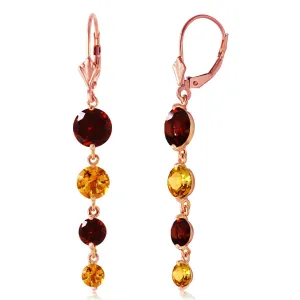 7.8 Carat 14K Solid Rose Gold Chandelier Garnet Citrine Earrings