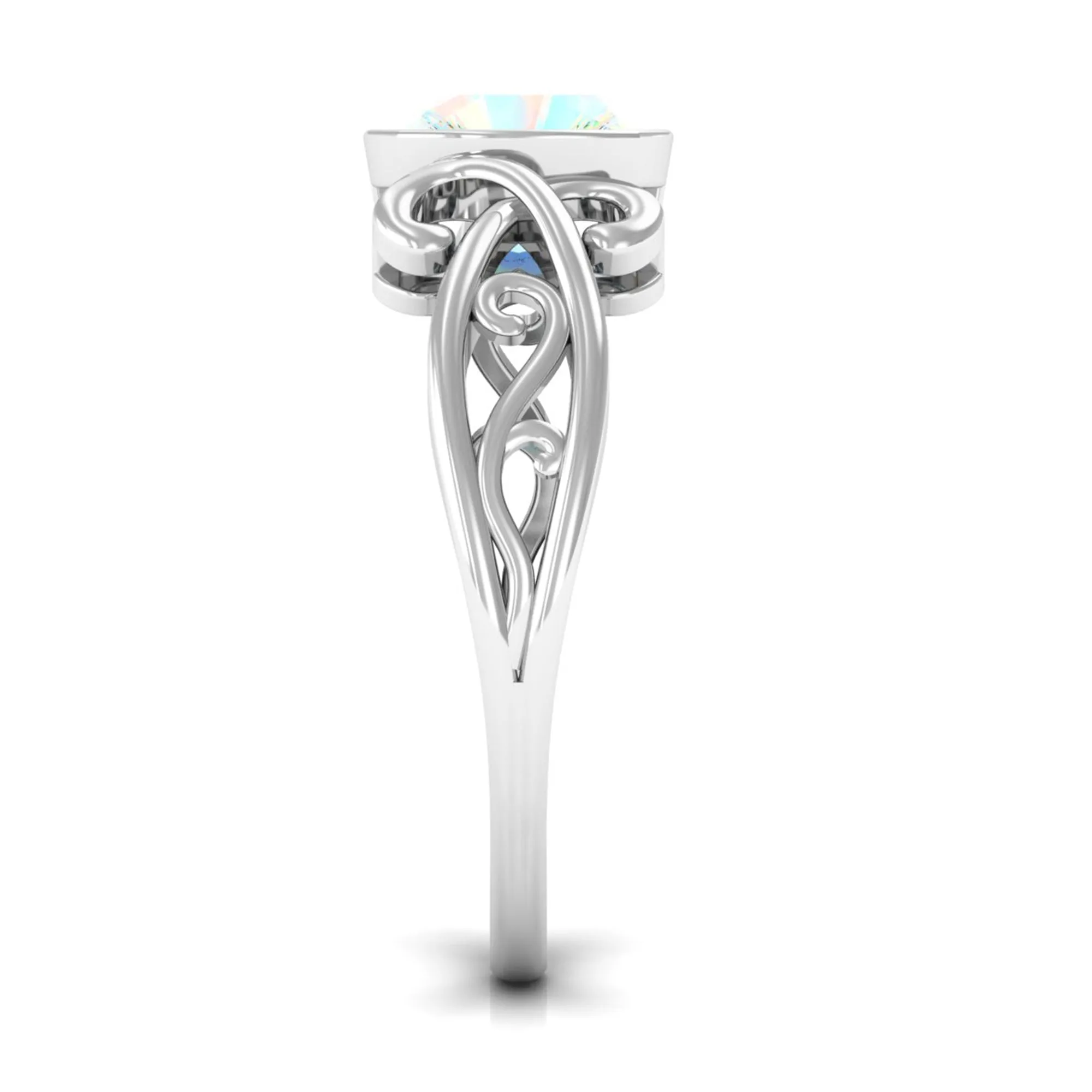 8 MM Cushion Cut Ethiopian Opal Vintage Solitaire Ring in Bezel Setting
