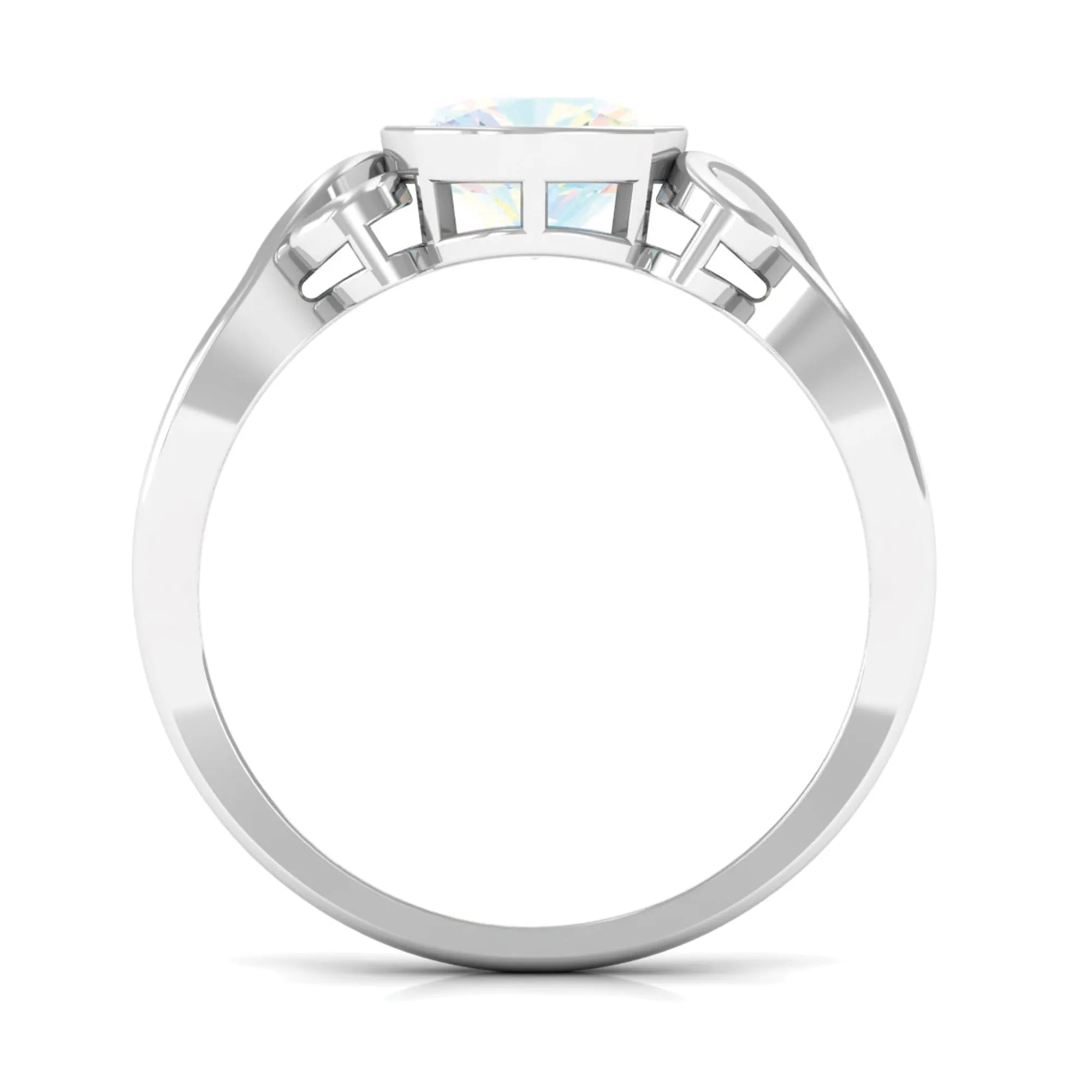 8 MM Cushion Cut Ethiopian Opal Vintage Solitaire Ring in Bezel Setting