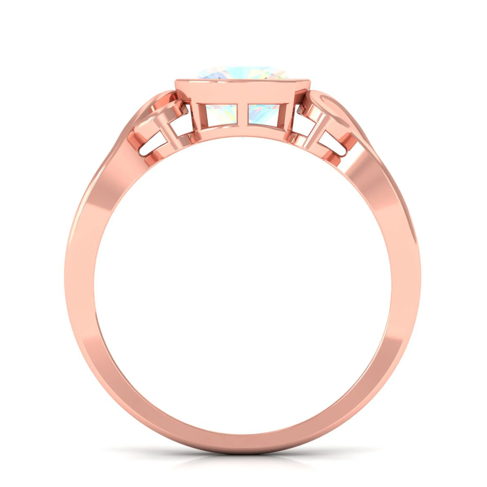 8 MM Cushion Cut Ethiopian Opal Vintage Solitaire Ring in Bezel Setting