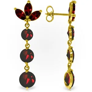 8.7 Carat 14K Solid Yellow Gold Dangling Earrings Natural Garnet