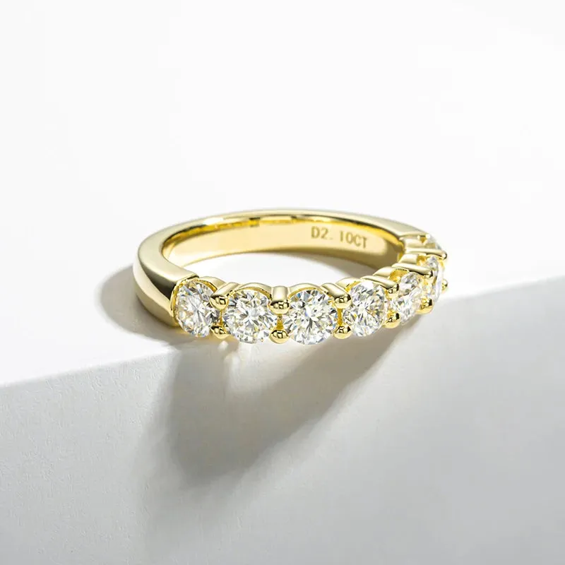 925 Sterling Silver 4mm Round Moissanite Wedding Bands Gold Ring For Women