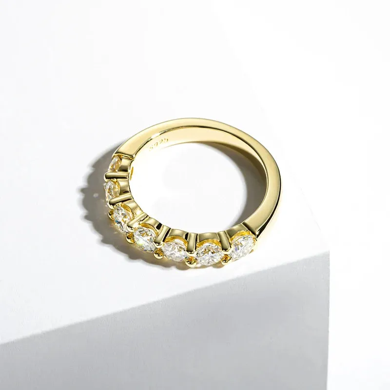 925 Sterling Silver 4mm Round Moissanite Wedding Bands Gold Ring For Women