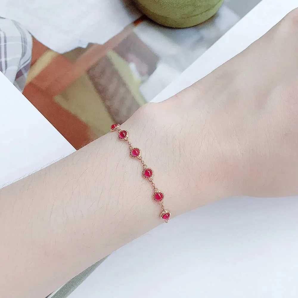 925 Sterling Silver Bracelet with Opal, Ruby, and Sapphire Stones