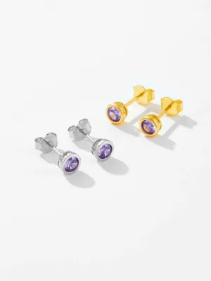 925 Sterling Silver Inlaid Zircon Stud Earrings