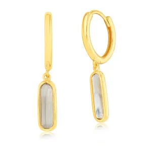9ct Yellow Gold Natural Quartz On Sleeper Earring