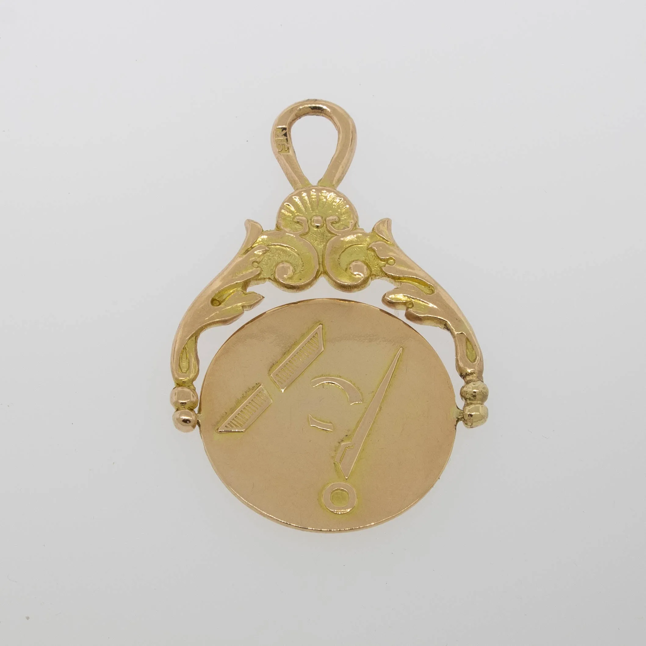 9K Yellow Gold Hidden Message Masonic Spinner Watch Fab Preowned Jewelry