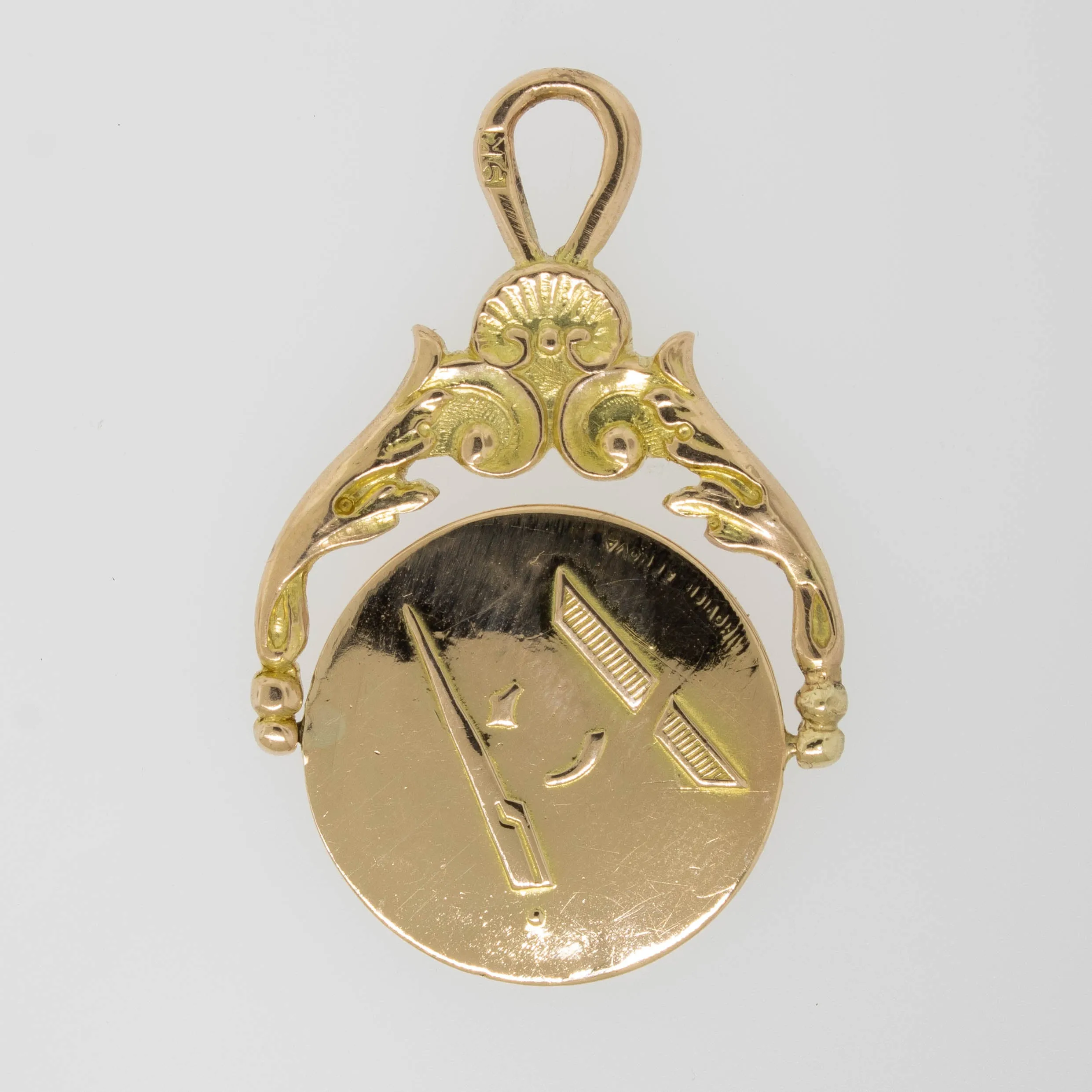 9K Yellow Gold Hidden Message Masonic Spinner Watch Fab Preowned Jewelry