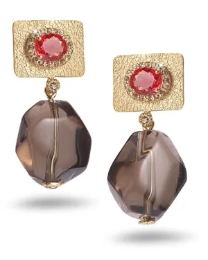 Affinity Sapphire and Smokey Quartz Drop Earrings