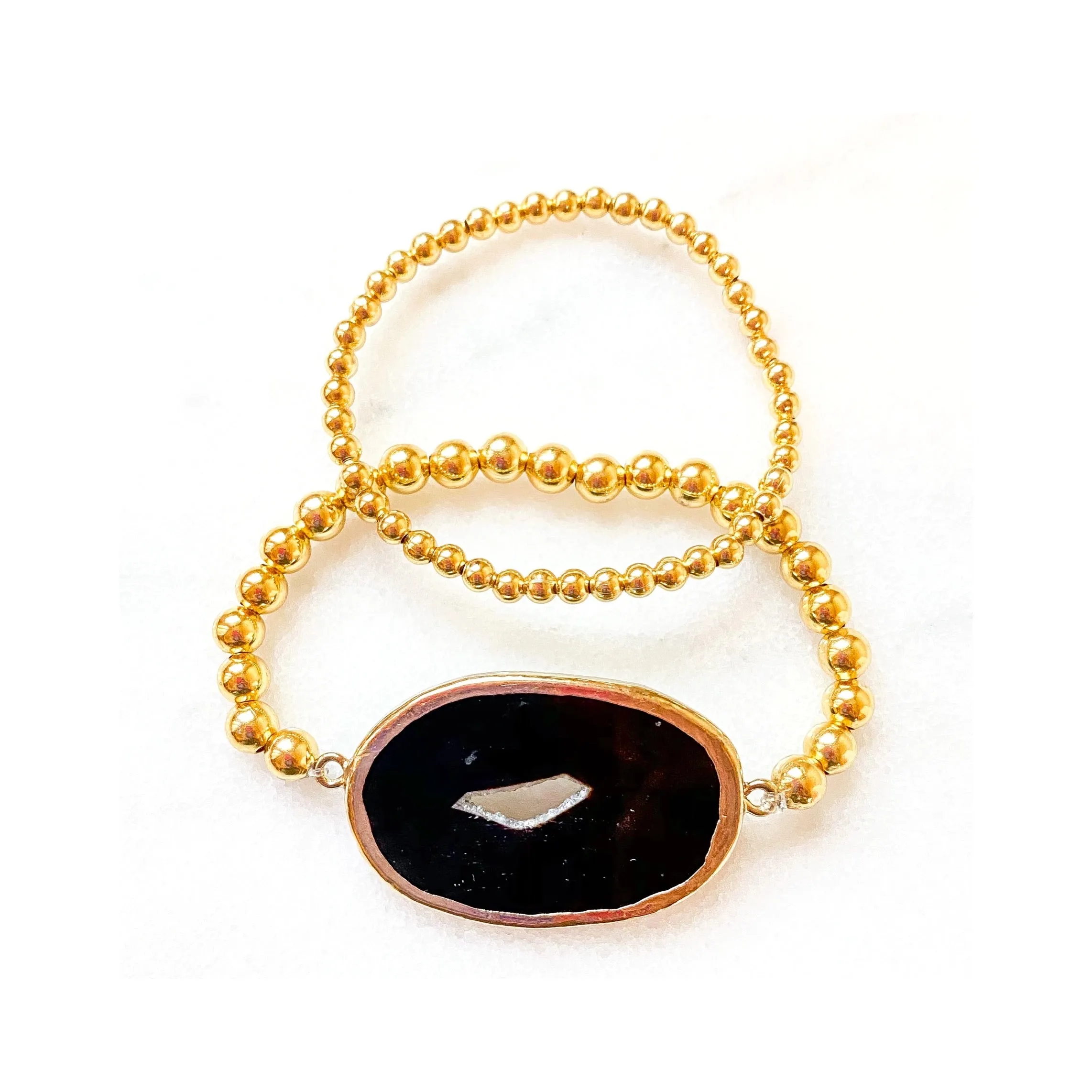 Agate Slice Beaded Bracelet Set