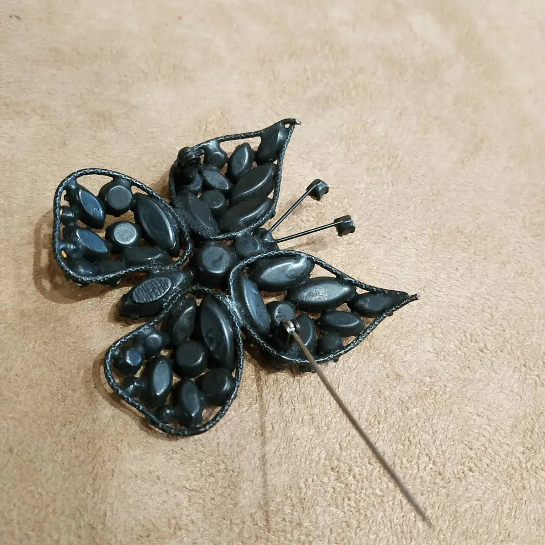 Amber Crystal Butterfly brooch by Regency